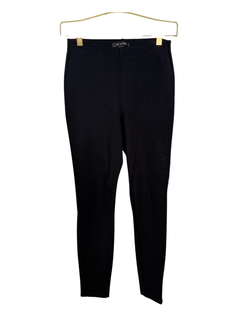 St. John Black Ponte Knit Legging Pants Size XP Petite Quiet Luxury